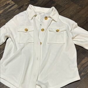 White Button Down Shirt with Gold Accents